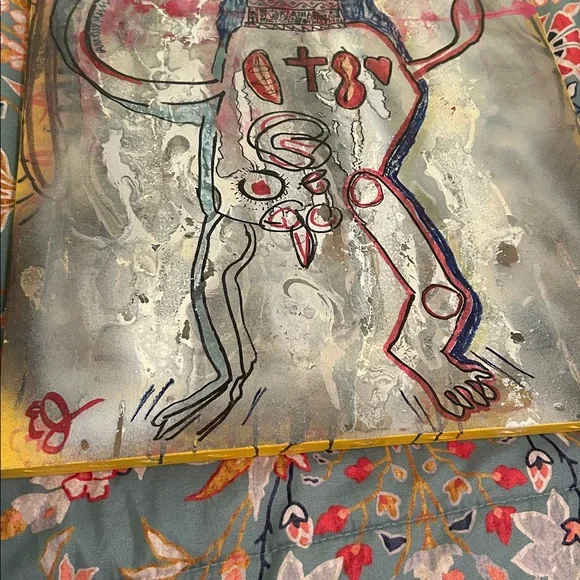 Abstract outsider Art Canvas with Bold Colors - Picture 3 of 4